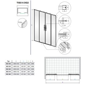 Vixor Tiso 6 DG2 Drzwi prysznicowe przesuwne chrom 160 cm (N13-06160-01-01)