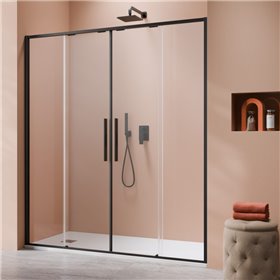 Vixor Tiso 6 DG2 Drzwi prysznicowe przesuwne czarny mat 150 cm (N13-06150-54-01)
