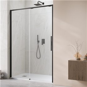 Vixor Tiso 6 lite DG1 Drzwi prysznicowe przesuwne lewe czarny mat 110 cm (N14-01110-54-01L)