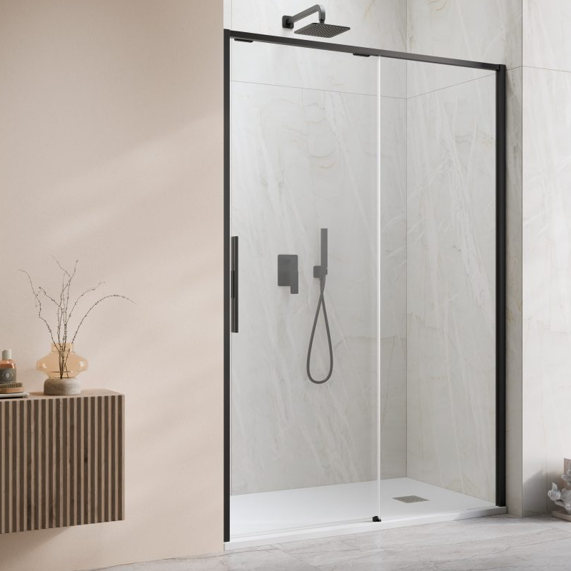 Vixor Tiso 6 lite DG1 Drzwi prysznicowe przesuwne prawe czarny mat 120 cm (N14-01120-54-01R)