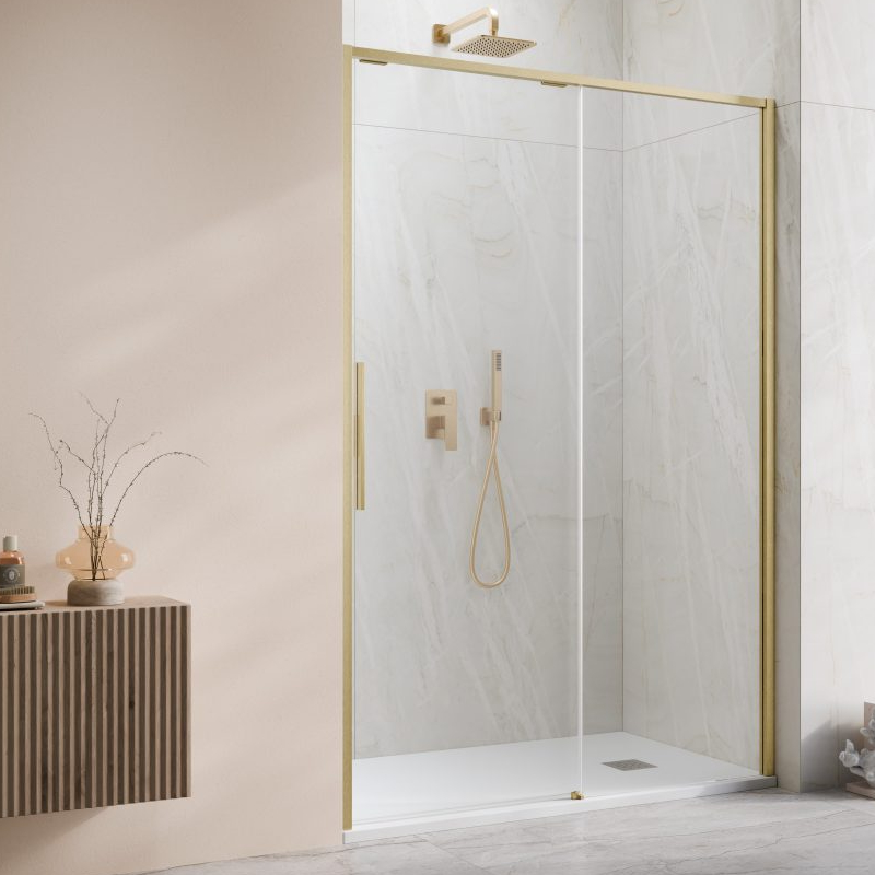 Vixor Tiso 6 lite DG1 Drzwi prysznicowe przesuwne prawe złoty szczotkowany 160 cm (N14-01160-99-01R)