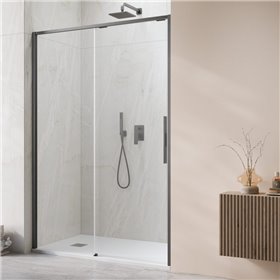 Vixor Tiso 6 lite DG1 Drzwi prysznicowe przesuwne lewe gunmetal szczotkowany 140 cm (N14-01140-92-01L)