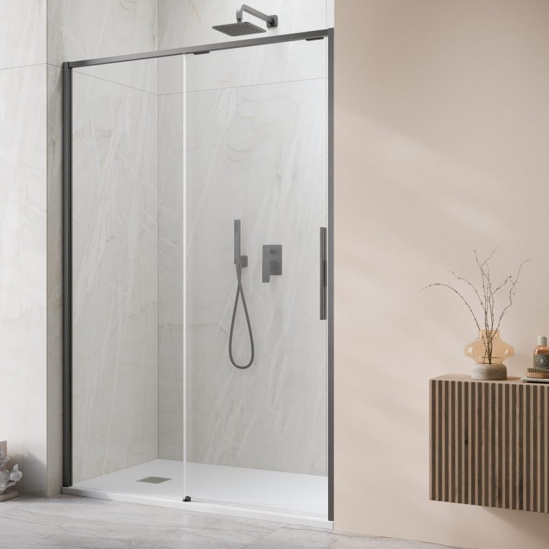 Vixor Tiso 6 lite DG1 Drzwi prysznicowe przesuwne lewe gunmetal szczotkowany 140 cm (N14-01140-92-01L)