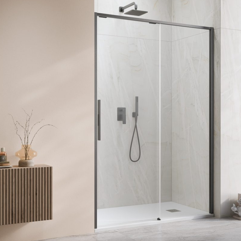 Vixor Tiso 6 lite DG1 Drzwi prysznicowe przesuwne prawe gunmetal szczotkowany 150 cm (N14-01150-92-01R)