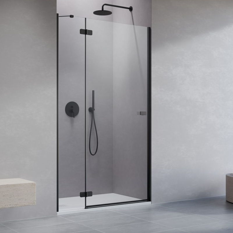 Vixor Sona 8 DG1 Drzwi prysznicowe otwierane na zewnątrz prawe czarny mat 110 cm (N03-80712-00-01R, N03-01333-54-01R)
