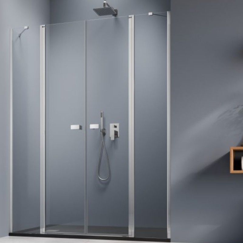 Vixor Vesa 8 DG2 Drzwi prysznicowe wahadłowe dwuczęściowe chrom (drzwi 83 cm + ścianki 77 cm) (N10-06830-01-01+N10-63770-01-01)