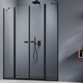 Vixor Vesa 8 DG2 Drzwi prysznicowe wahadłowe dwuczęściowe czarny mat (drzwi 83 cm + ścianki 67 cm) (N10-06830-54-01+N10-63670-54