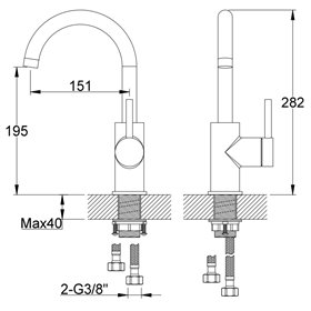 Kohlman Axel Brushed Copper 1-otworowa bateria umywalkowa z obrotową wylewką  (QB150ABC)