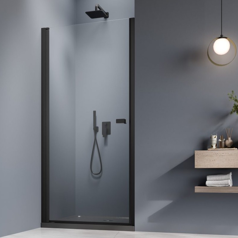 Vixor Vesa 8 DW1 Drzwi prysznicowe wahadłowe lewe czarny mat 90 cm (N10-00090-54-01L)