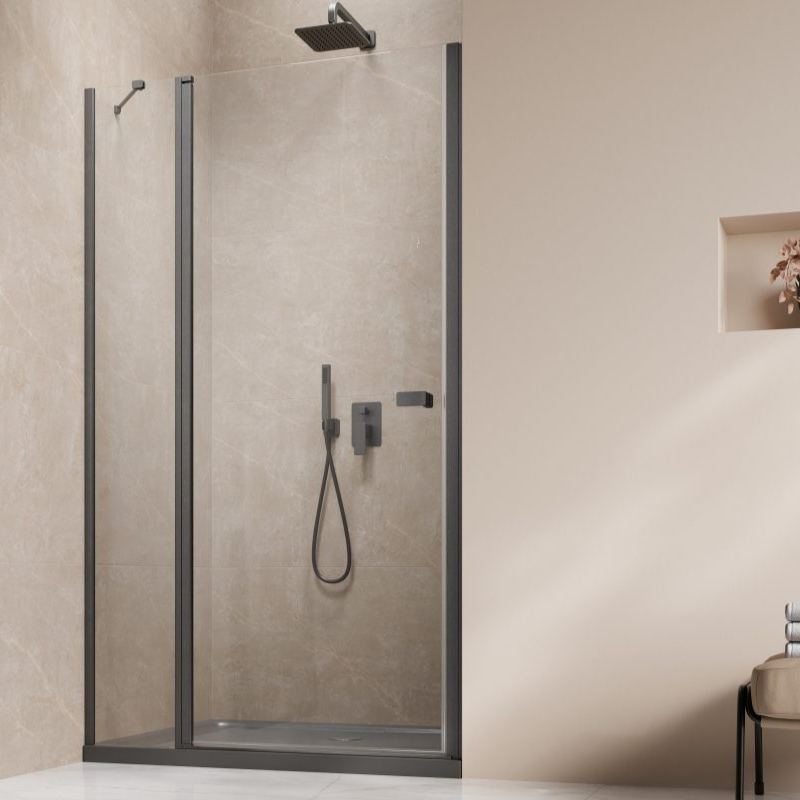 Vixor Vesa 6 DG1 Drzwi prysznicowe wahadłowe lewe gunmetal szczotkowany 80 cm (N09-01080-92-01L)