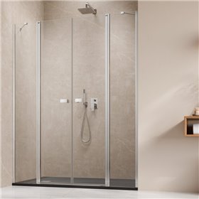 Vixor Vesa 6 DG2 Drzwi prysznicowe wahadłowe dwuczęściowe chrom (drzwi 73 cm + ścianki 77 cm) (N09-06730-01-01+N09-63770-01-01)