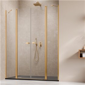 Vixor Vesa 6 DG2 Drzwi prysznicowe wahadłowe dwuczęściowe złoty błyszczący (drzwi 63 cm + ścianki 57 cm) (N09-06830-09-01+N09-63