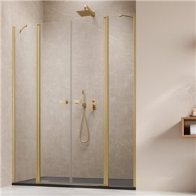 Vixor Vesa 6 DG2 Drzwi prysznicowe wahadłowe dwuczęściowe złoty szczotkowany (drzwi 73 cm + ścianki 67 cm) (N09-06730-99-01+N09-
