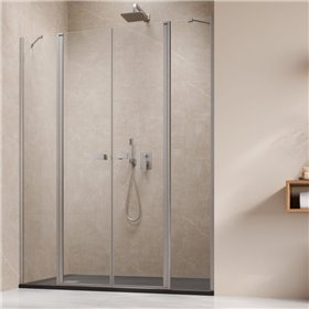 Vixor Vesa 6 DG2 Drzwi prysznicowe wahadłowe dwuczęściowe nikiel szczotkowany (drzwi 63 cm + ścianki 67 cm) (N09-06830-91-01+N09