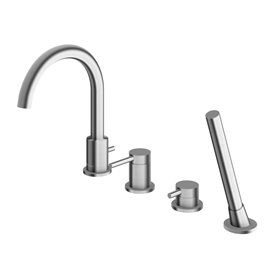 Kohlman Axel Brushed Nickel 4-otworowa bateria wannowa z obrotową wylewką (QB244ABN)