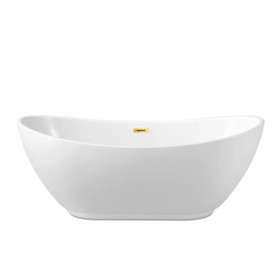 Balneo Parma Wanna wolnostojąca 170 x 72 cm biała akrylowa z przelewem i korkiem złoto lustrzanym (J0101050301-1)