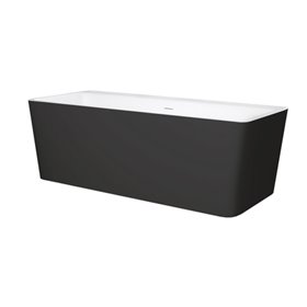 Balneo Roma Wanna wolnostojąca NO RIM 170 x 80 cm biało czarna akrylowa z przelewem i białym korkiem (J0201020101-3)