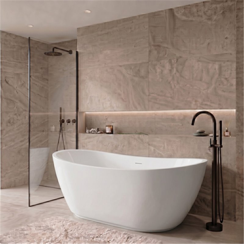 Balneo Parma Wanna wolnostojąca NO RIM 170 x 72 cm biała akrylowa z przelewem i białym korkiem (J0201020301-1)