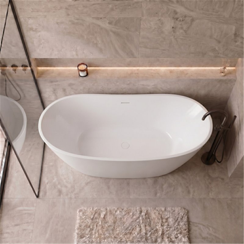 Balneo Parma Wanna wolnostojąca NO RIM 170 x 72 cm biała akrylowa z przelewem i białym korkiem (J0201020301-1)