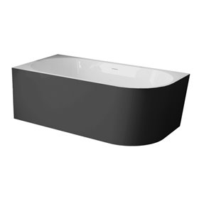 Balneo Avola Wanna wolnostojąca narożna lewa NO RIM 160 x 80 cm biało czarna akrylowa z przelewem i białym korkiem (J0201020502-