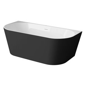 Balneo Viva Wanna wolnostojąca przyścienna NO RIM 160 x 75 cm biało czarna akrylowa z przelewem i białym korkiem (J0201020103-8)