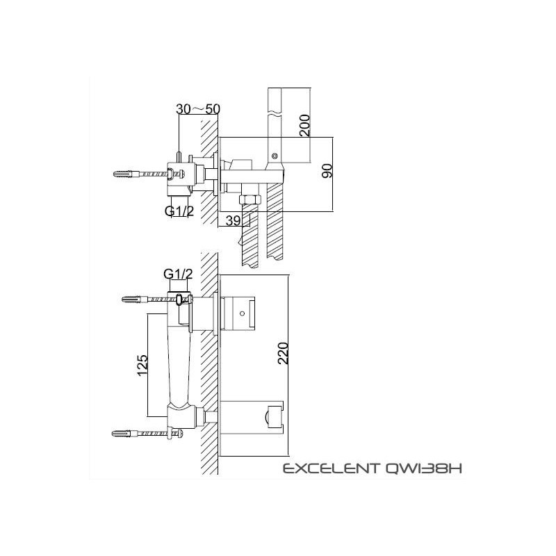 Kohlman Excelent QW138H Bateria bidetowa podtynkowa