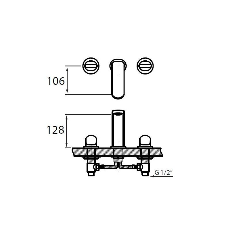 Vedo Cento Bateria umywalkowa 3-otworowa Chrom (VBC1009/CH)