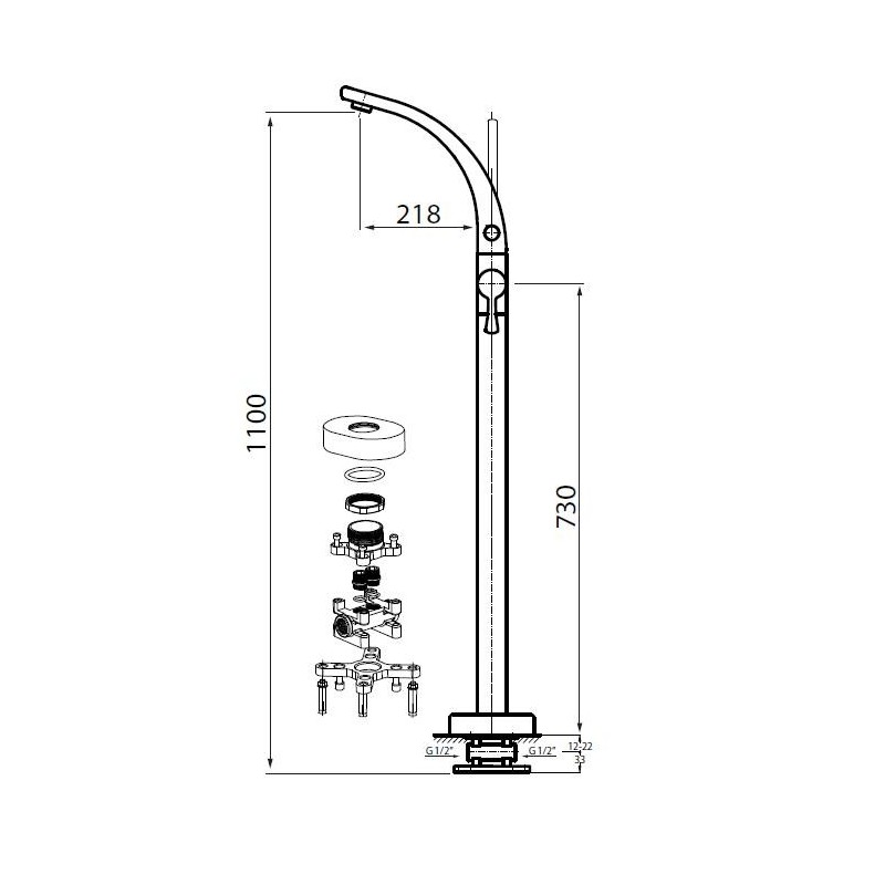 Vedo Cento VBC1008/CH Bateria wannowa wolnostojąca
