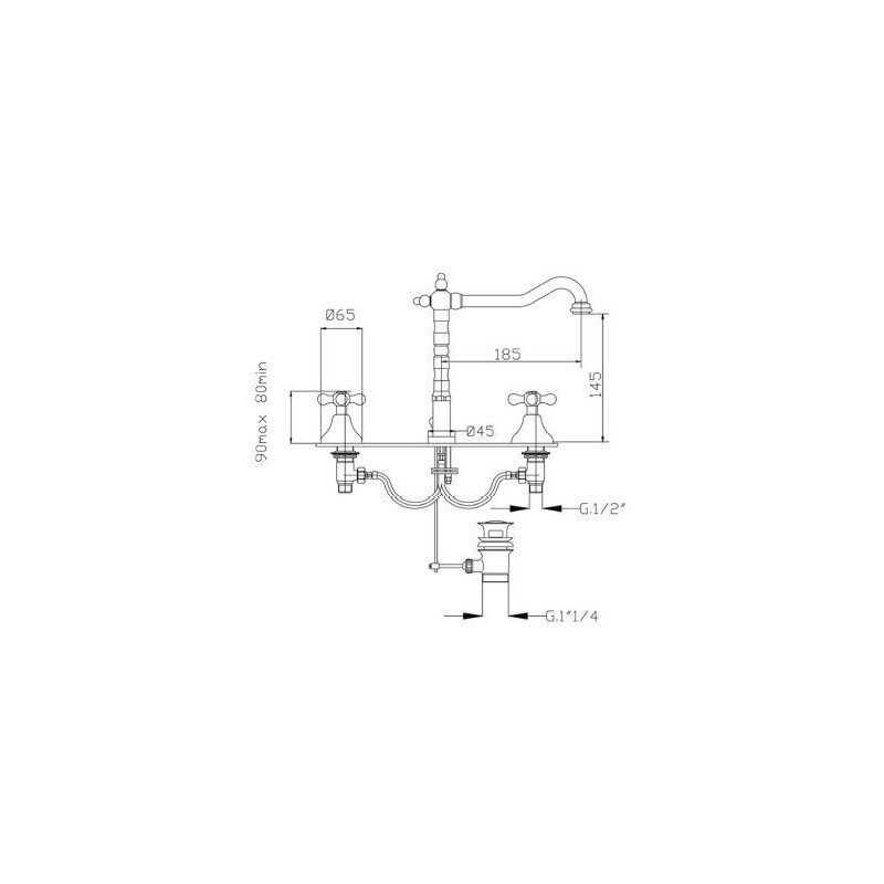 Demm Victorian Brąz 2252V/BR Bateria umywalkowa 3-otworowa