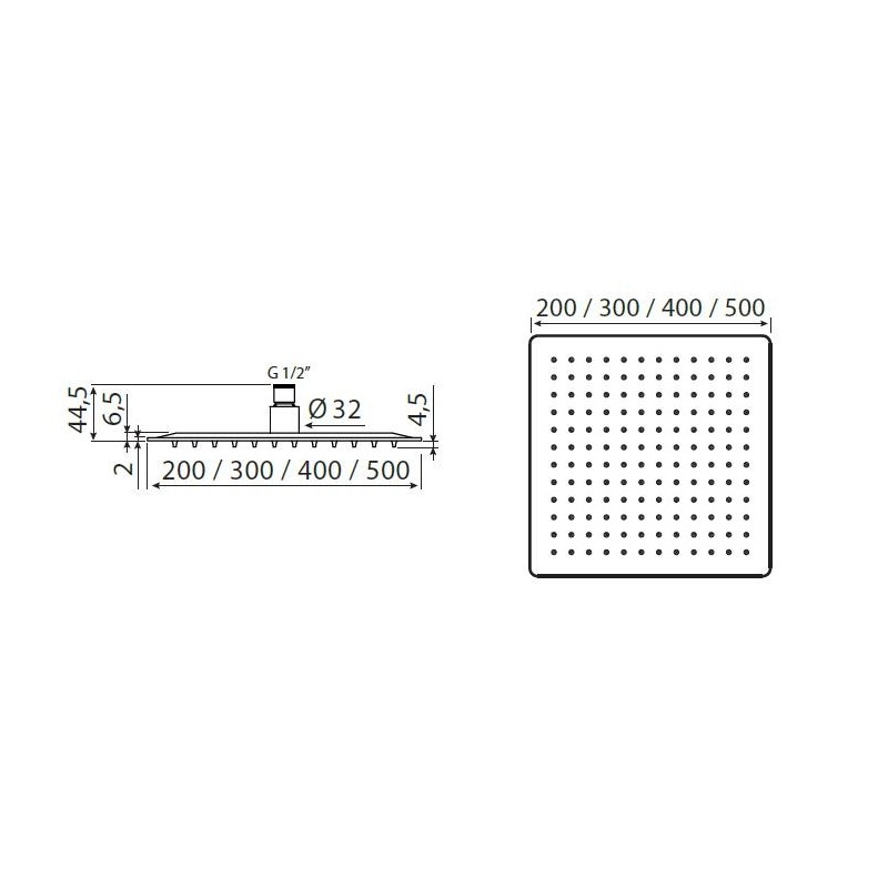 Vedo Deszczownica kwadratowa 30 cm Chrom (VSN3300/CH)