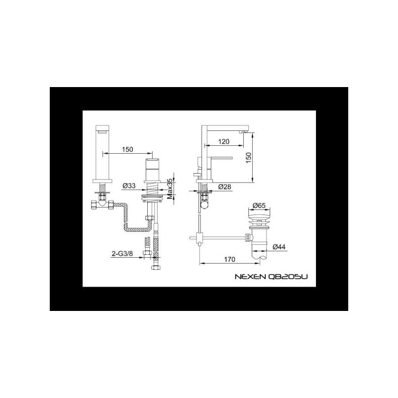 Kohlman Nexen QB205U Bateria umywalkowa dwuotworowa