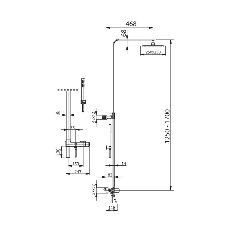 Demm Slim 15861/CH Kolumna natryskowa z deszczownicą i wylewka kaskadowa