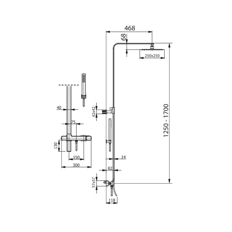 Demm Slim 15863/CH Kolumna natryskowa z deszczownicą i wylewka kaskadowa SLIM
