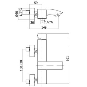 Paffoni Level Bateria wannowa ścienna (korpus) LEC022CR