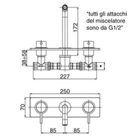 Paffoni Light Bateria podtynkowa z wylewką L-175mm LIG100CR