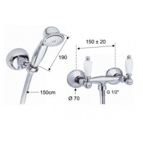 Daniel Retro Bateria natryskowa ścienna (kompletna) RT4433ACR