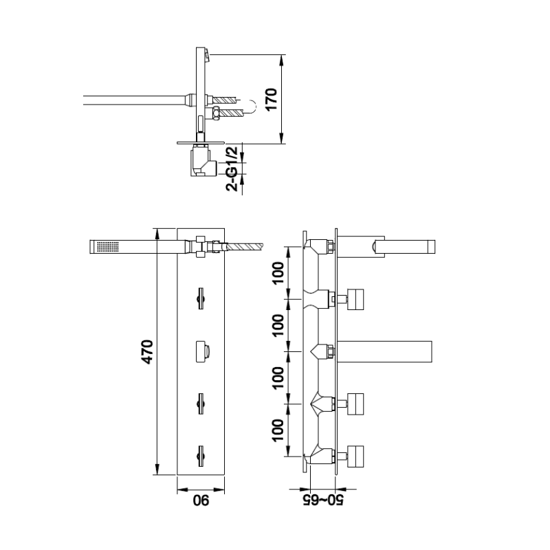 Kohlman Excelent QW269H Bateria wannowa podtynkowa