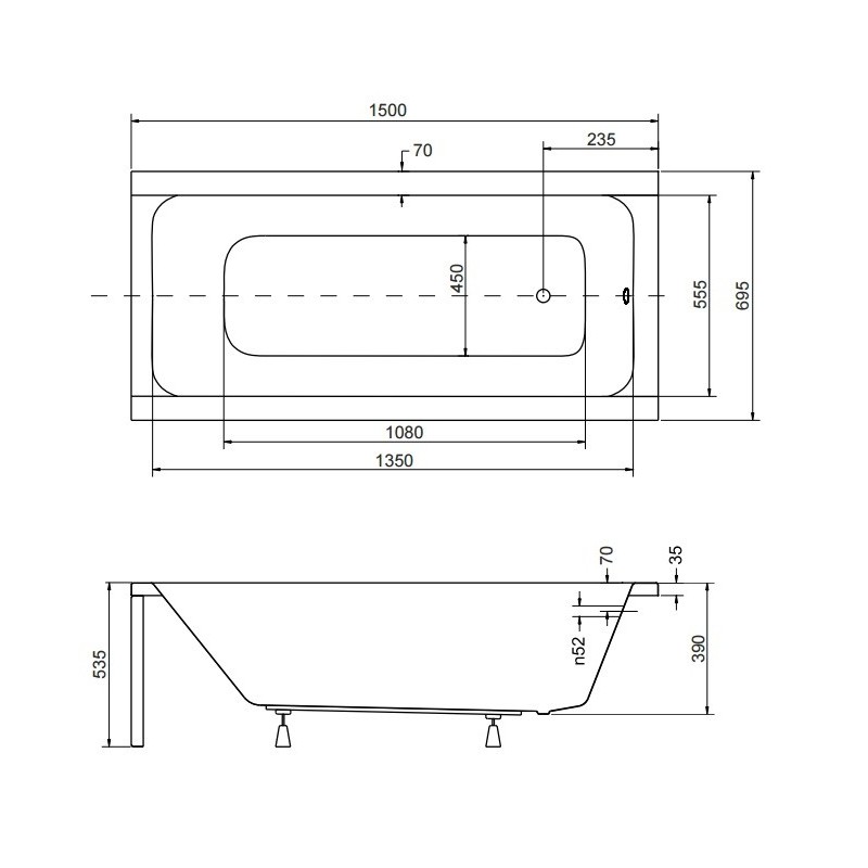 Besco Modern Wanna Prostokątna 150x70