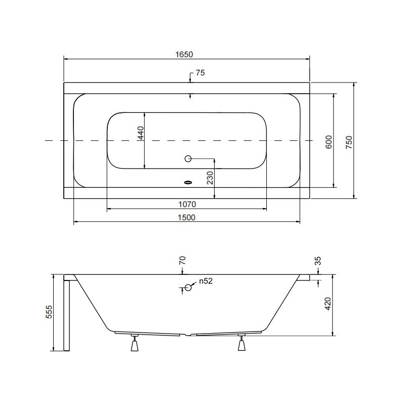 Besco Quadro Wanna Prostokątna 165x75