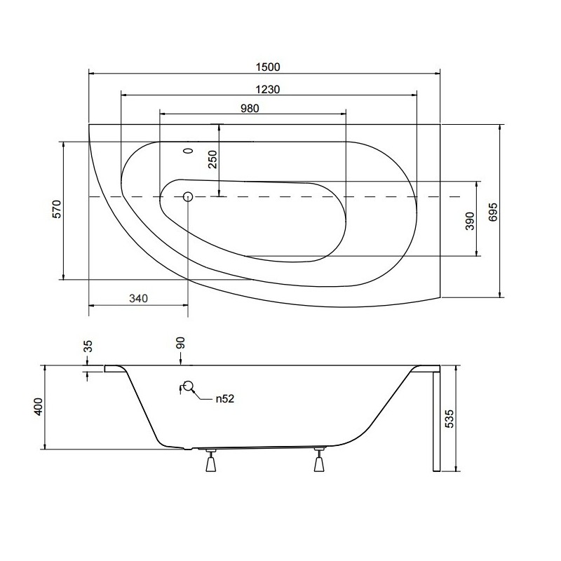 Besco Milena Premium Wanna Asymetryczna Prawa 150x70