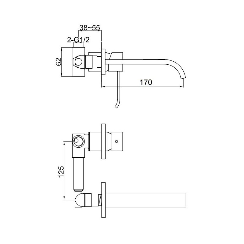 Kohlman Axis QW185N-17CM Bateria umywalkowa podtynkowa