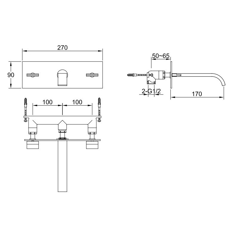 Kohlman Axis QW195N-17CM Bateria umywalkowa podtynkowa