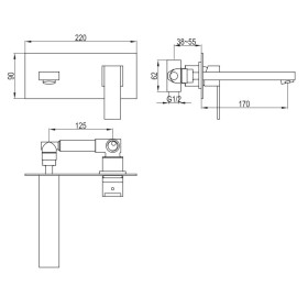 Kohlman Nexen-S SQW185U Bateria umywalkowa