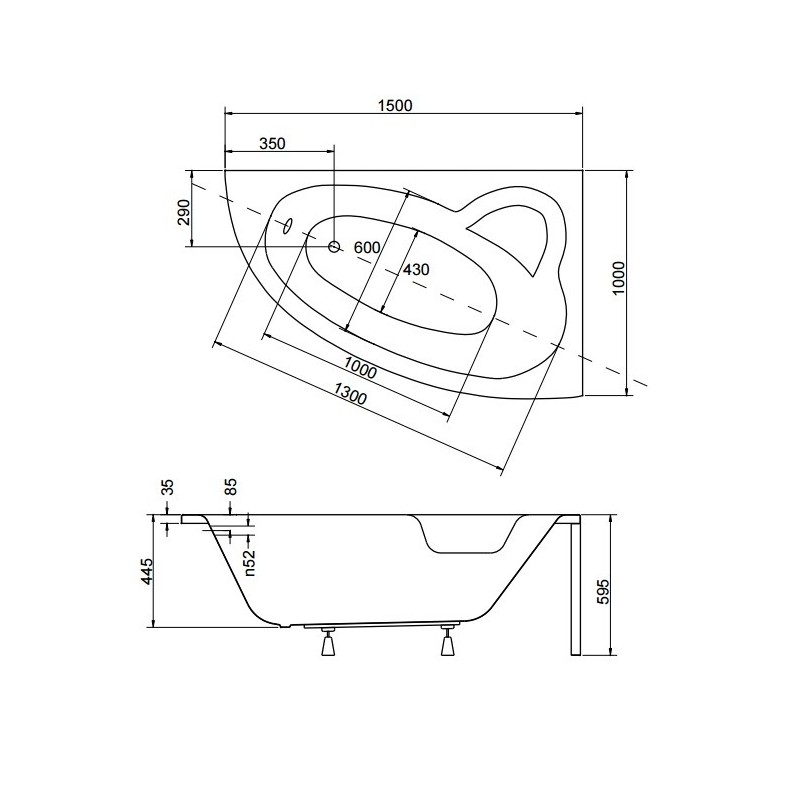 Besco Natalia Premium Wanna Asymetryczna Prawa 150x100