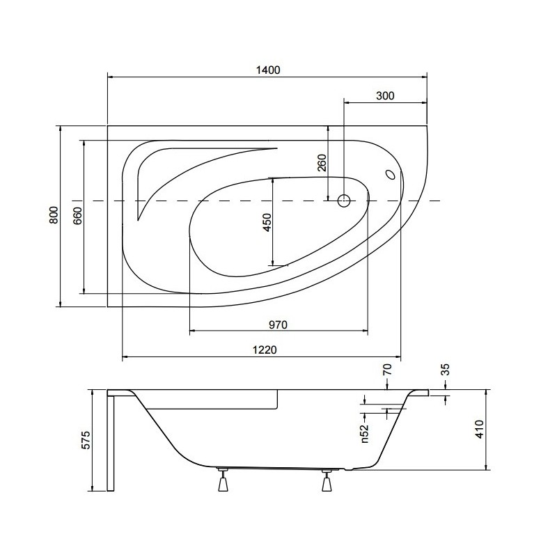 Besco Cornea Wanna Asymetryczna Lewa 140x80