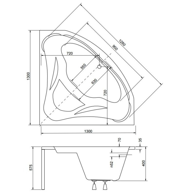 Besco Mia Wanna Symetryczna 130x130