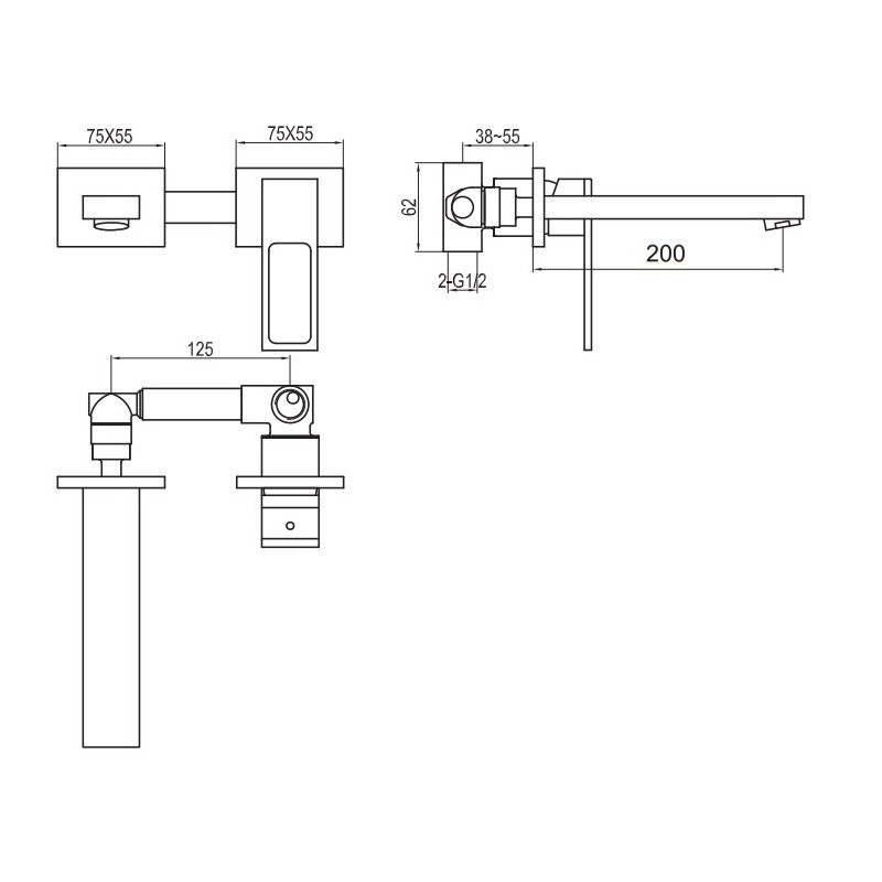 Kohlman Nexen QW183U-20CM Bateria umywalkowa podtynkowa
