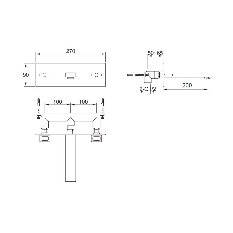 Kohlman Nexen QW198U-20CM Bateria umywalkowa podtynkowa