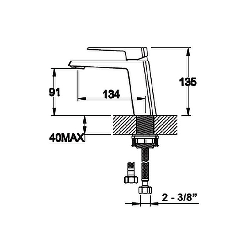 Vedo Sette Bateria bidetowa z korkiem click-clack Chrom (VBS7002/C/CH)