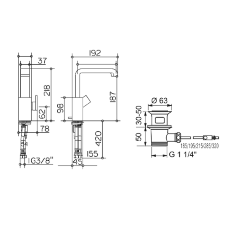 Keuco Edition 300 53002010000 Bateria umywalkowa z korkiem